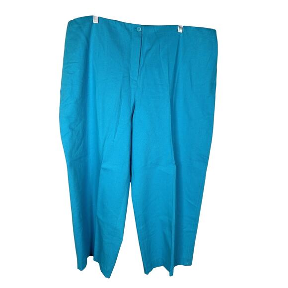 NWT! Dialogue Plus Size 2X Cotton Pantsuit 2-Piece Suit Blazer Crop Pants Blue - Picture 3 of 10